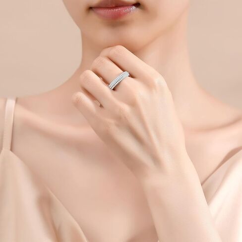 Moissanite Wedding Band for Women D Color VVS1 Moissanite Eternity Rings 18K White Gold Plated S925 Sterling Silver Promise Engagement Rings for Women Wife Men in Kuwait