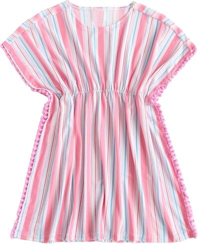 Milumia Girl's Striped Mesh Beach Coverups Ruffle Trim Swimsuit Swimwear Cover Up in Saudi Arabia