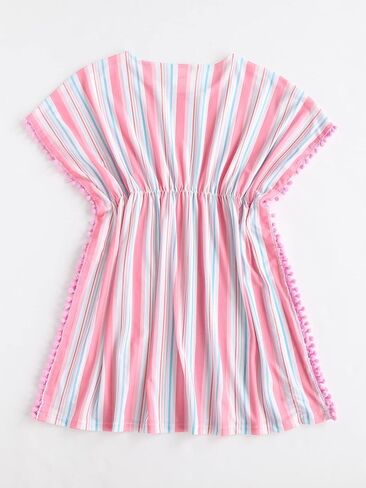 Milumia Girl's Striped Mesh Beach Coverups Ruffle Trim Swimsuit Swimwear Cover Up in Saudi Arabia