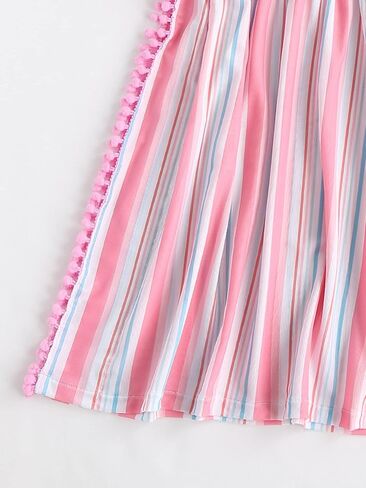 Milumia Girl's Striped Mesh Beach Coverups Ruffle Trim Swimsuit Swimwear Cover Up in Saudi Arabia