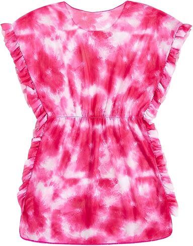 Milumia Girl's Tie Dye Mesh Coverups Sheer Ruffle Trim Swimsuit Cover Up in Saudi Arabia