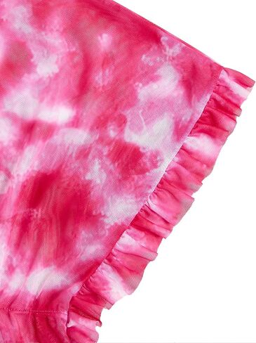 Milumia Girl's Tie Dye Mesh Coverups Sheer Ruffle Trim Swimsuit Cover Up in Saudi Arabia
