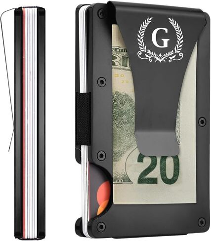 ELEGANTPARK Groomsmen Best Man Gifts for Wedding Engraved Best Man Groomsman Proposal Gifts Minimalist Slim Wallet for Men Metal Wallet with Money Clip for Men Aluminum Card Holder Black in Kuwait