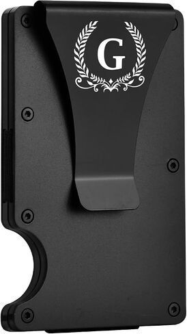 ELEGANTPARK Groomsmen Best Man Gifts for Wedding Engraved Best Man Groomsman Proposal Gifts Minimalist Slim Wallet for Men Metal Wallet with Money Clip for Men Aluminum Card Holder Black in Kuwait