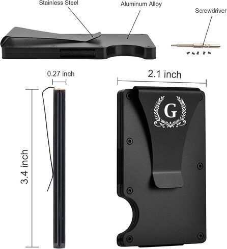 ELEGANTPARK Groomsmen Best Man Gifts for Wedding Engraved Best Man Groomsman Proposal Gifts Minimalist Slim Wallet for Men Metal Wallet with Money Clip for Men Aluminum Card Holder Black in Kuwait
