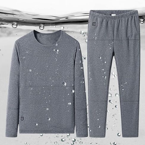 LANGWEI Men's Heated Thermal Underwear Set Soft Fleece Lined Washable USB Electric Heating Warm Base Layer Long Johns Suit in Saudi Arabia