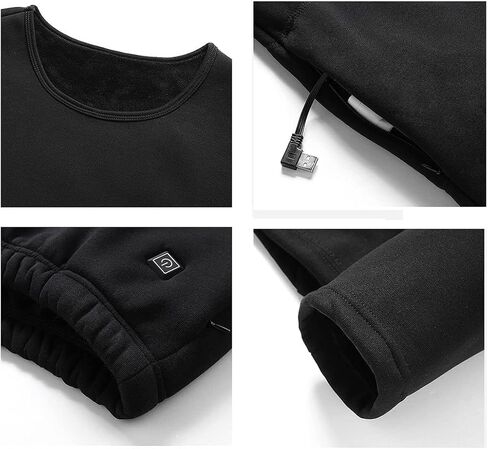 LANGWEI Men's Heated Thermal Underwear Set Soft Fleece Lined Washable USB Electric Heating Warm Base Layer Long Johns Suit in Saudi Arabia
