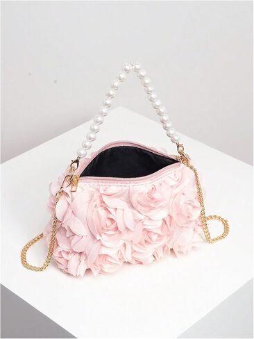 Verdusa Women's 3D Flower Pearl Top Handle Clutch Purses Evening Handbags Crossbody Bag in Saudi Arabia