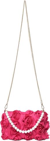 Verdusa Women's 3D Flower Pearl Top Handle Clutch Purses Evening Handbags Crossbody Bag in Saudi Arabia