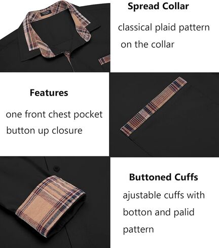 COOFANDY Men's Long Sleeve Dress Shirt Plaid Collar Casual Button Down Shirts in Saudi Arabia