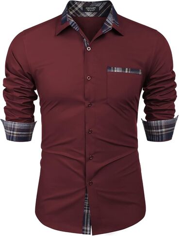 COOFANDY Men's Long Sleeve Dress Shirt Plaid Collar Casual Button Down Shirts in Saudi Arabia