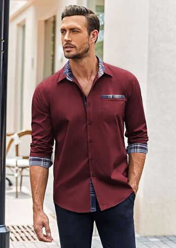 COOFANDY Men's Long Sleeve Dress Shirt Plaid Collar Casual Button Down Shirts in Saudi Arabia