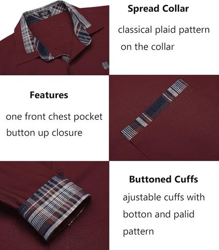 COOFANDY Men's Long Sleeve Dress Shirt Plaid Collar Casual Button Down Shirts in Saudi Arabia