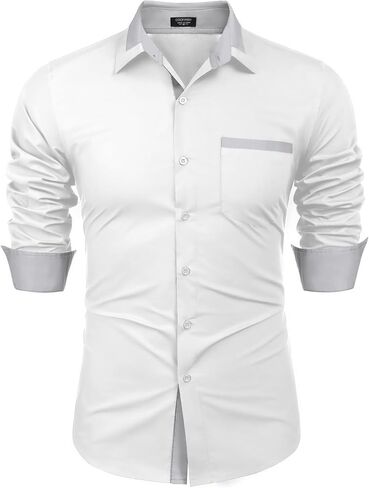 COOFANDY Men's Long Sleeve Dress Shirt Plaid Collar Casual Button Down Shirts in Saudi Arabia