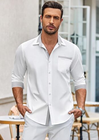 COOFANDY Men's Long Sleeve Dress Shirt Plaid Collar Casual Button Down Shirts in Saudi Arabia