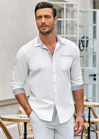 COOFANDY Men's Long Sleeve Dress Shirt Plaid Collar Casual Button Down Shirts in Saudi Arabia