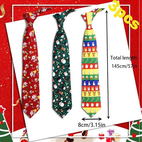 Girouette 3 Pcs Christmas Ties For Men,Holiday Season Party Necktie,Christmas Party Dress Up in Saudi Arabia