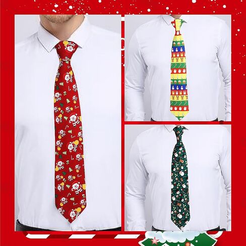 Girouette 3 Pcs Christmas Ties For Men,Holiday Season Party Necktie,Christmas Party Dress Up in Saudi Arabia