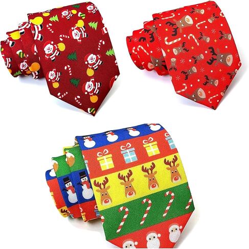 Girouette 3 Pcs Christmas Ties For Men,Holiday Season Party Necktie,Christmas Party Dress Up in Saudi Arabia