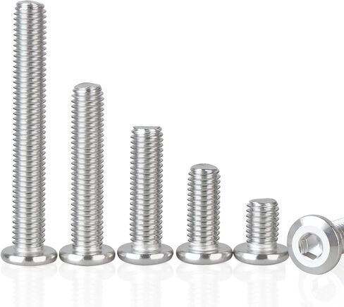 M6-1 × 12 مم 60 قطعة براغي برأس سداسي مسطح، 304 مسامير من الفولاذ المقاوم للصدأ 18-8، خيط كامل، محرك سداسي، أثاث، سرير، إصلاحات الكرسي، فضي (مع مفتاح ربط سداسي) in Kuwait