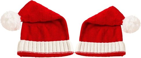 Women Knitted Christmas Beanie Hat Red Warm Family Hats for Unisex Santa Hat Winter Bobble Hat Prop for Christmas Party in Kuwait