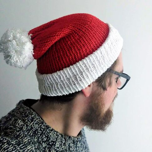 Women Knitted Christmas Beanie Hat Red Warm Family Hats for Unisex Santa Hat Winter Bobble Hat Prop for Christmas Party in Kuwait