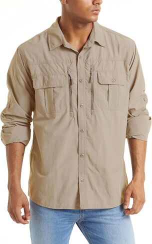 TACVASEN Men's Tactical Shirts Quick Dry UV Protection Breathable Long Sleeve Hiking Fishing Button Shirts in Saudi Arabia