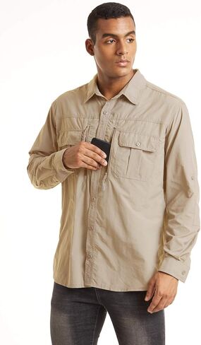 TACVASEN Men's Tactical Shirts Quick Dry UV Protection Breathable Long Sleeve Hiking Fishing Button Shirts in Saudi Arabia