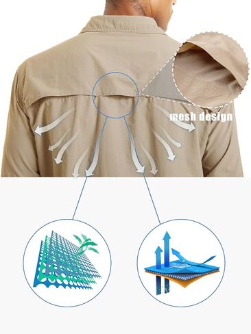 TACVASEN Men's Tactical Shirts Quick Dry UV Protection Breathable Long Sleeve Hiking Fishing Button Shirts in Saudi Arabia