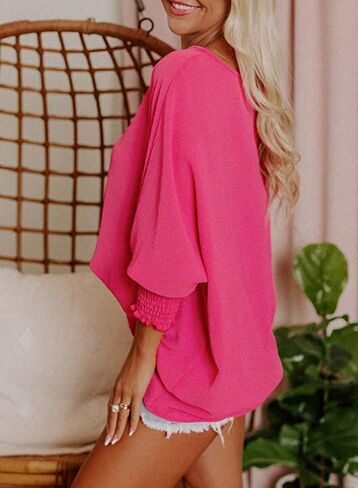 Dokotoo Womens Tops Spring Fashion 2024 Dressy Casual Blouses Cute Babydoll Tops 3/4 Sleeve Shirts in Saudi Arabia