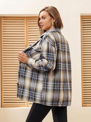 Esabel.C Flannel Shirts for Women Long Sleeve Button Down Plaid Fall Shirt Casual Work Tops in Saudi Arabia