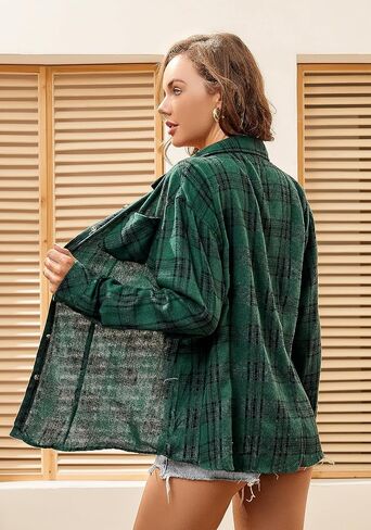 Esabel.C Flannel Shirts for Women Long Sleeve Button Down Plaid Fall Shirt Casual Work Tops in Saudi Arabia