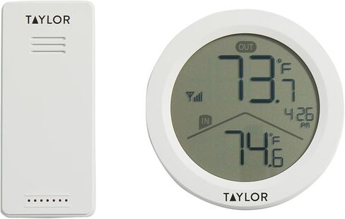 Taylor Digital Wireless Deluxe Indoor Outdoor Thermometer, Weather Station Forecaster, Calendar with Clock, Easy-to-Read Display for Home, Office, Greenhouse, Nursery, and Indoor Areas, LCD, Black in Saudi Arabia