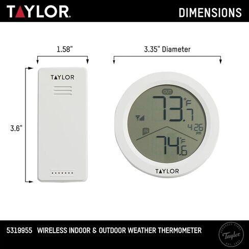 Taylor Digital Wireless Deluxe Indoor Outdoor Thermometer, Weather Station Forecaster, Calendar with Clock, Easy-to-Read Display for Home, Office, Greenhouse, Nursery, and Indoor Areas, LCD, Black in Saudi Arabia