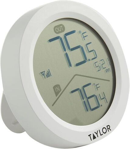 Taylor Digital Wireless Deluxe Indoor Outdoor Thermometer, Weather Station Forecaster, Calendar with Clock, Easy-to-Read Display for Home, Office, Greenhouse, Nursery, and Indoor Areas, LCD, Black in Saudi Arabia