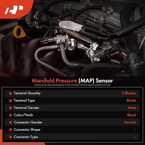 مستشعر ضغط المنوع الممتاز (MAP) [3 دبابيس] متوافق مع Jeep WJ Series Grand Cherokee 1999-2001 4.7L & Dodge Durango 2000-2001 4.7L، Dakota 2000-2001 4.7L in Saudi Arabia