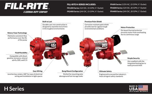 مضخة نقل الوقود fill-rite FR4204H 12V 20 GPM (المضخة فقط) | البنزين والديزل والكيروسين ومزيج الإيثانول ومزيج الميثانول ووقود الديزل الحيوي in Saudi Arabia