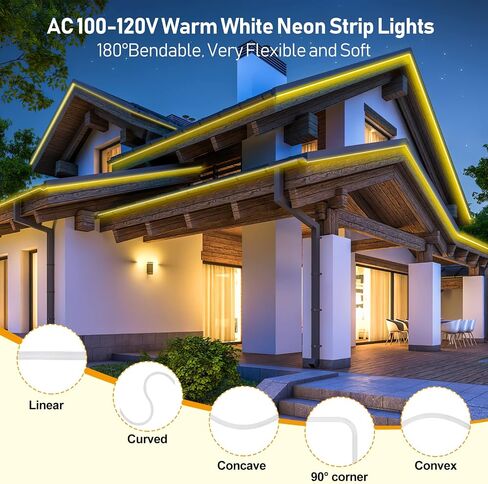 FORT AC110V 120V LED RGB Neon Rope Lights, 50FT Linkable Light Strip,144 led/M IP67 Waterproof, Multicolor Neon Strip Lighting with Remote Controller for Indoor Outdoor Home Commercial Decor ETL FCC in Saudi Arabia