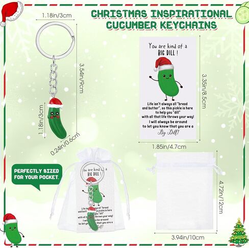 Inspirational Christmas Favor Resin Cucumber Keychain Employee Appreciation Card Thank You Gift for Women in Saudi Arabia