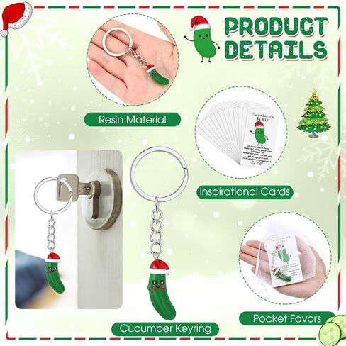 Inspirational Christmas Favor Resin Cucumber Keychain Employee Appreciation Card Thank You Gift for Women in Saudi Arabia