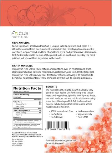 Focus Nutrition, Himalayan Pink Salt, 100% Natural Fine Grain, Resealable Pouch - 2 lbs in Kuwait