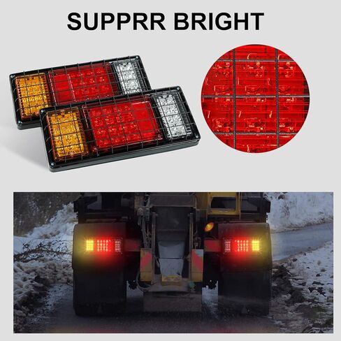 BLACKHORSE-RACING 2 قطعة LED مجموعة مصابيح الذيل للمقطورة 40 LED مقاومة للماء إشارة الانعطاف الفرامل عكس أضواء الجري LED ضوء خلفي لشاحنة قارب مقطورة UTV UTE RV Camper Pickup (عبوتان) in Saudi Arabia