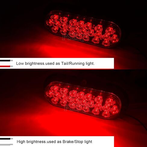 PSEQT 6'' Red LED Trailer Tail Lights 24LED Oval Brake Stop Turn Rear Identification Marker Waterproof Lights Surface Mount w/Rubber Grommet for Truck Bus RV ATV UTV Van Boat Pickup Caravan, 2Pcs in Kuwait
