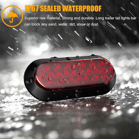 PSEQT 6'' Red LED Trailer Tail Lights 24LED Oval Brake Stop Turn Rear Identification Marker Waterproof Lights Surface Mount w/Rubber Grommet for Truck Bus RV ATV UTV Van Boat Pickup Caravan, 2Pcs in Kuwait
