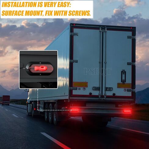 PSEQT 6'' Red LED Trailer Tail Lights 24LED Oval Brake Stop Turn Rear Identification Marker Waterproof Lights Surface Mount w/Rubber Grommet for Truck Bus RV ATV UTV Van Boat Pickup Caravan, 2Pcs in Kuwait
