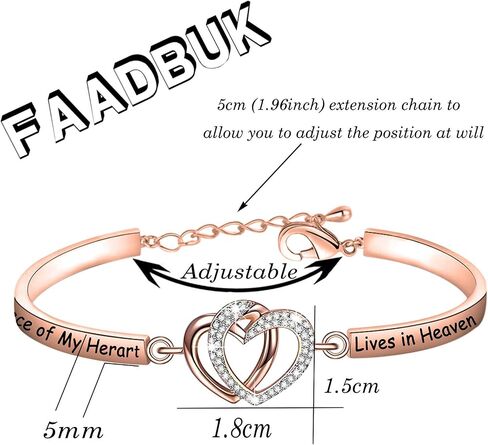FAADBUK Memorial Jewelry Loss Gift A Piece of My Heart Lives In Heaven Bracelet In Memory of Loved Son Daughter Sympathy Gift in Saudi Arabia