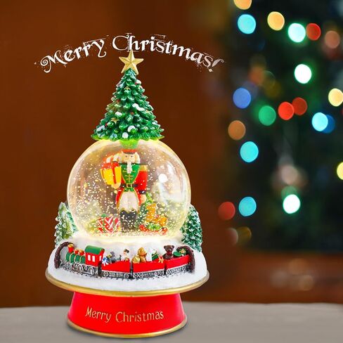 Christmas Snow Globes Nutcracker & Christmas Tree & Train Christmas Snow Globe with 8 Songs Color Changing Battery Operated Musical Box for Christmas Home Party Décor in Saudi Arabia