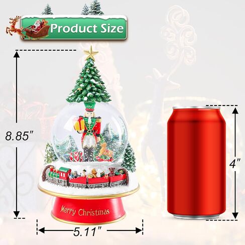 Christmas Snow Globes Nutcracker & Christmas Tree & Train Christmas Snow Globe with 8 Songs Color Changing Battery Operated Musical Box for Christmas Home Party Décor in Saudi Arabia