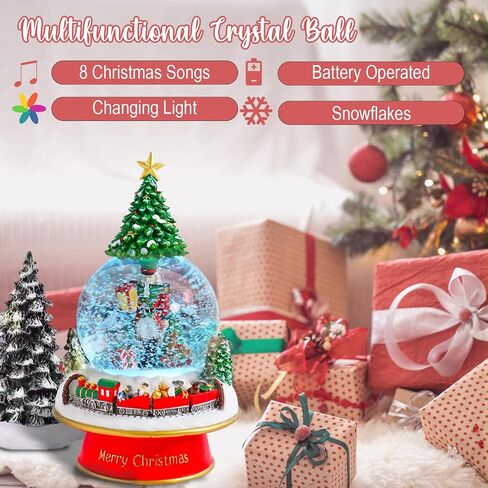 Christmas Snow Globes Nutcracker & Christmas Tree & Train Christmas Snow Globe with 8 Songs Color Changing Battery Operated Musical Box for Christmas Home Party Décor in Saudi Arabia