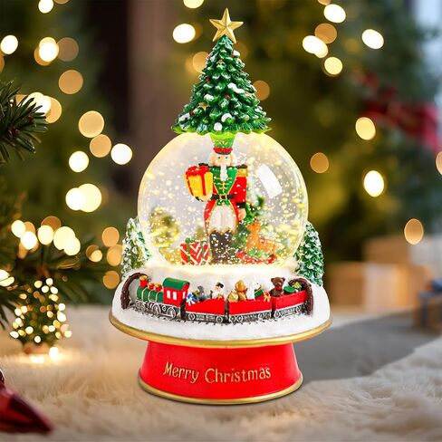 Christmas Snow Globes Nutcracker & Christmas Tree & Train Christmas Snow Globe with 8 Songs Color Changing Battery Operated Musical Box for Christmas Home Party Décor in Saudi Arabia